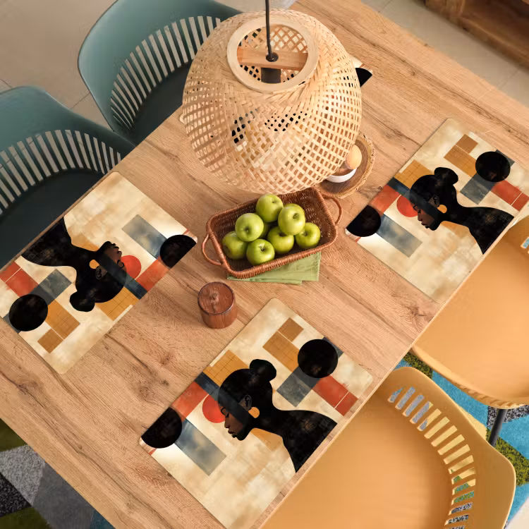 Zijaanzicht - Vrouw - Vormen Placemat vinyl groot -zzsfeer5_Kitchenyeah-website