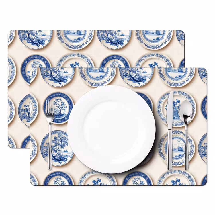 Borden - Bomen - Planten - Blauw Placemat vinyl groot 368 -zzsfeer2_Kitchenyeah-website