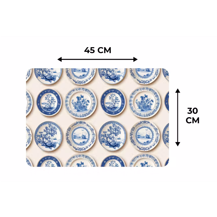 Borden - Bomen - Planten - Blauw Placemat vinyl groot 368 -specs