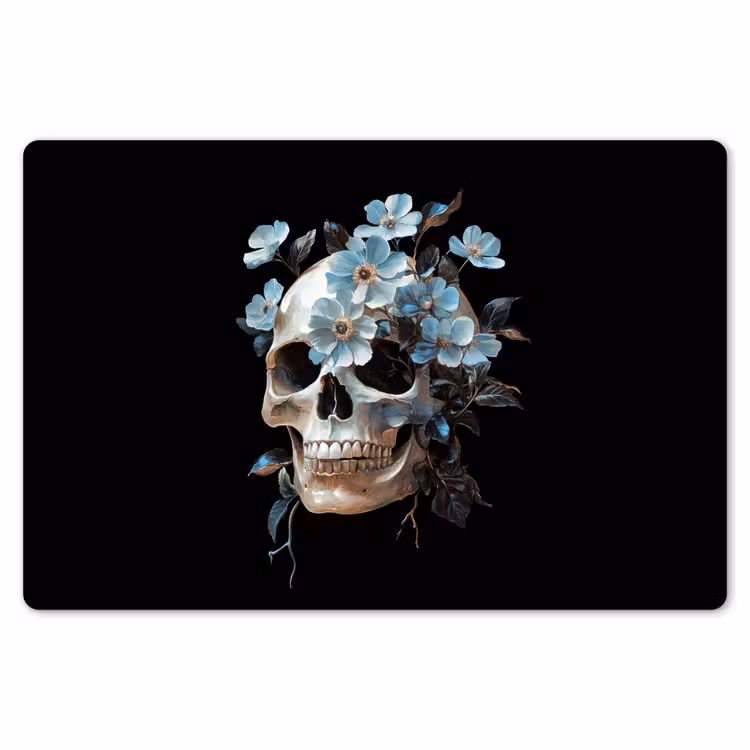Schedel - Blauw - Bloemen - Bladeren Placemat vinyl groot -zzsfeer1_Kitchenyeah-website