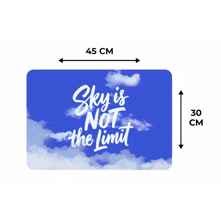 Sky is not the limit - Blauwe lucht - Wolken Placemat vinyl groot -specs