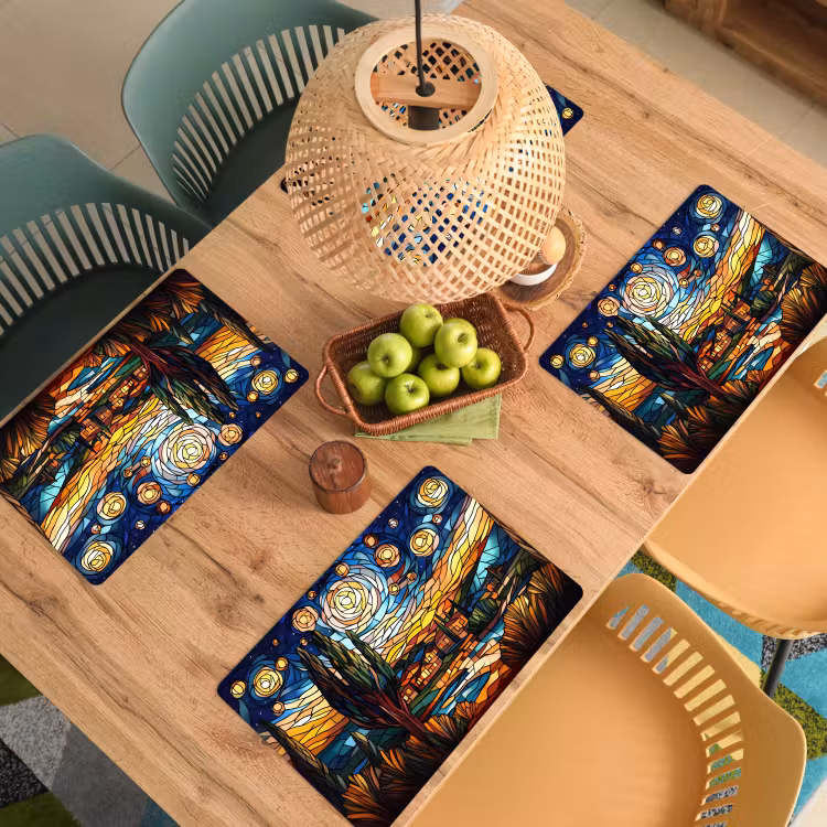 Hemel - Sterren - Mozaïek - Huizen Placemat vinyl groot -zzsfeer5_Kitchenyeah-website