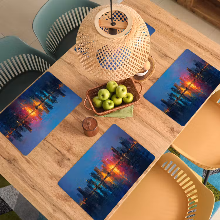 Skyline - Penseelstreken - Donkerblauw - Lichtgevend Placemat vinyl groot -zzsfeer5_Kitchenyeah-website