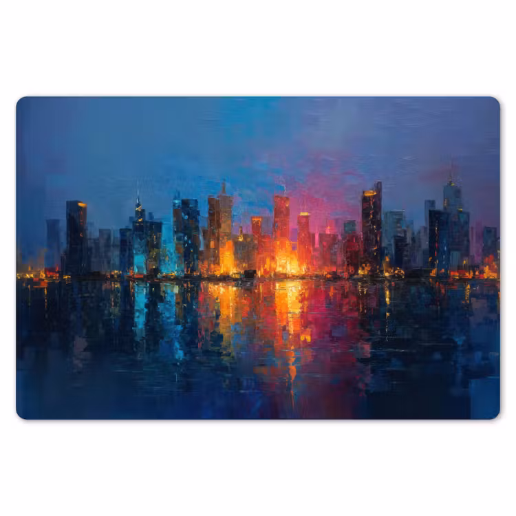 Skyline - Penseelstreken - Donkerblauw - Lichtgevend Placemat vinyl groot -zzsfeer1_Kitchenyeah-website