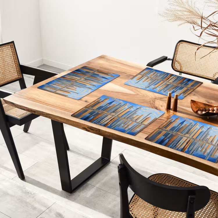 Skyline - Wolkenkrabbers - Water - Blauw Placemat vinyl groot -zzsfeer4_Kitchenyeah-website