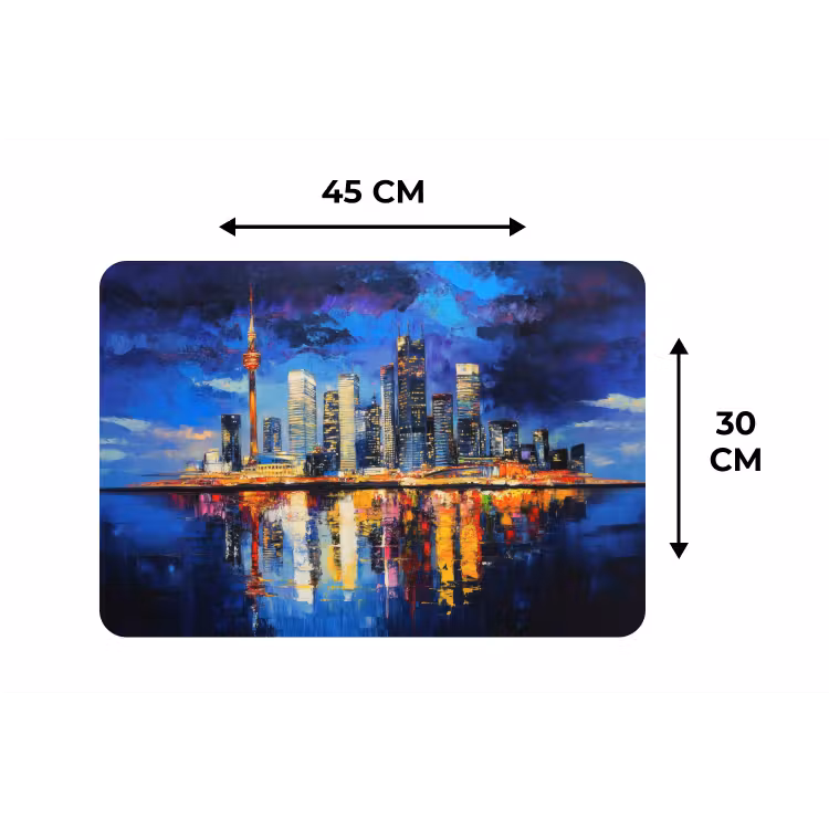 Skyline Toronto - Modern - Stadslicht - Blauw Placemat vinyl groot -specs
