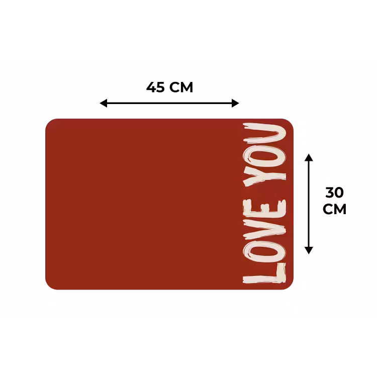 Schuin - Loveyou - Rood Placemat vinyl groot -specs