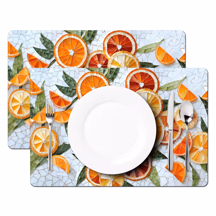 Schijfjes - Fruit - Oranje - Mozaïek Placemat vinyl groot -zzsfeer2_Kitchenyeah-website