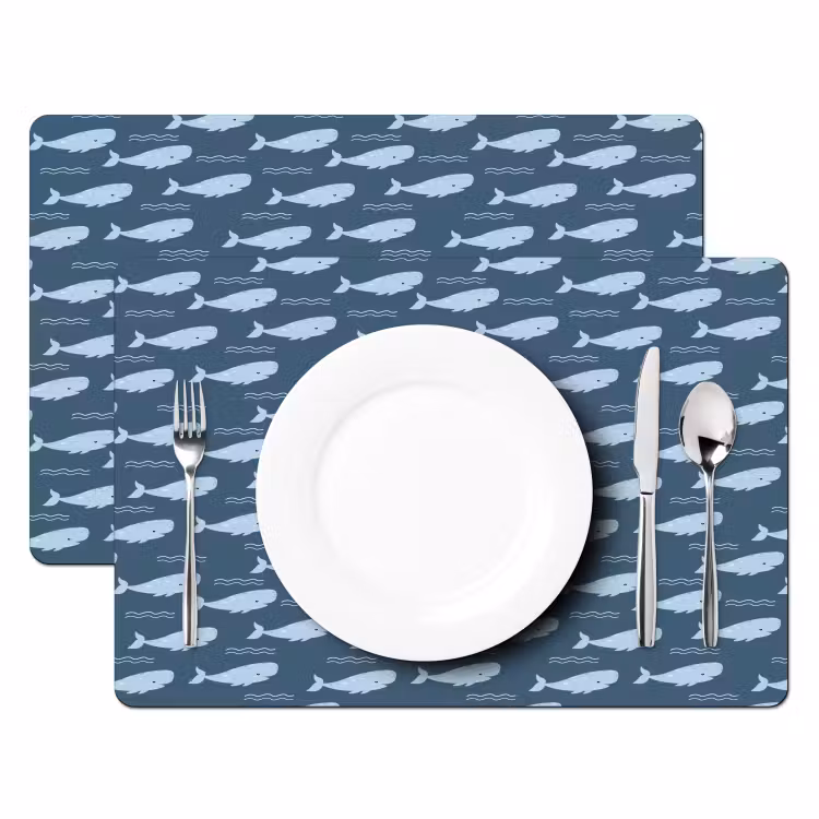 Klein - Oceaan - Golven - Blauw Placemat vinyl groot 368 -zzsfeer2_Kitchenyeah-website
