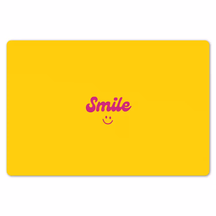 Smile - Geel - Roze Placemat vinyl groot -zzsfeer1_Kitchenyeah-website