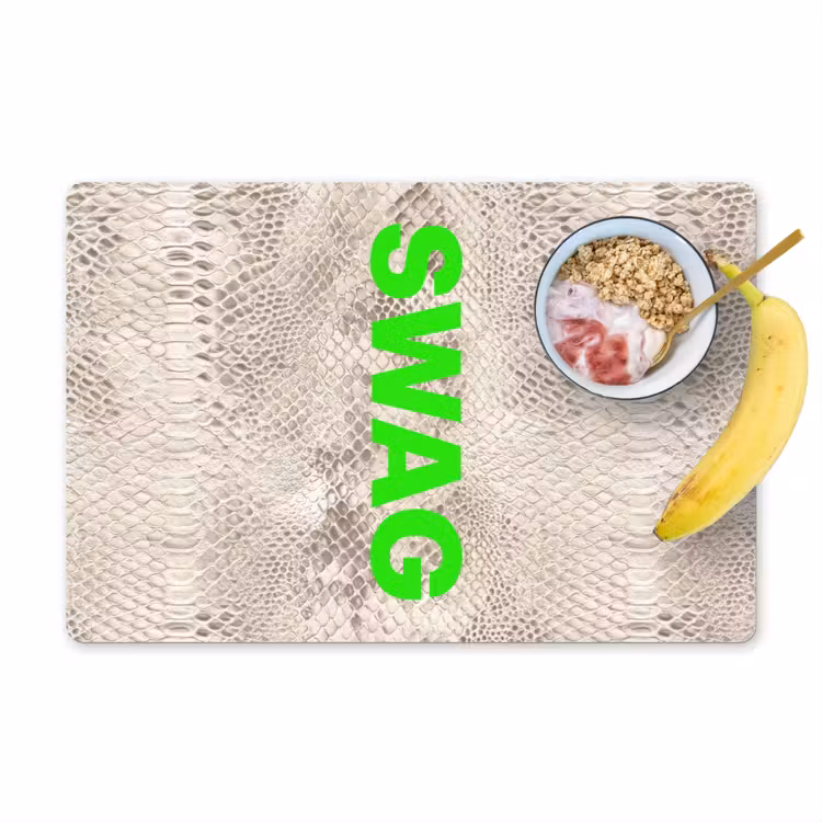 Slangenprint - SWAG - Neon - Groen Placemat vinyl groot -zzzproduct_Kitchenyeah-website