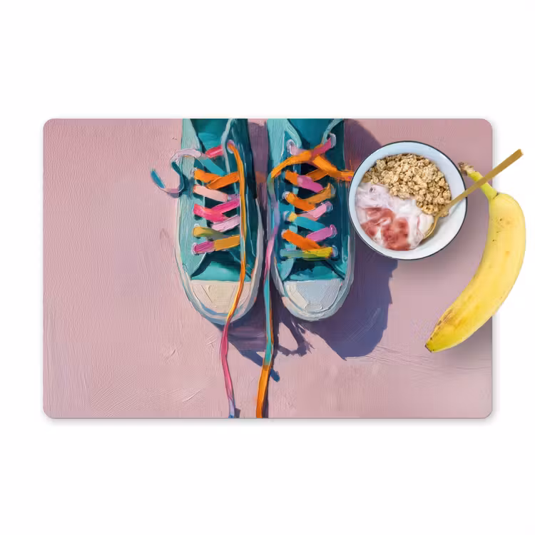 Sneakers - Veters - Kleurrijk - Schaduw Placemat vinyl groot -zzzproduct_Kitchenyeah-website