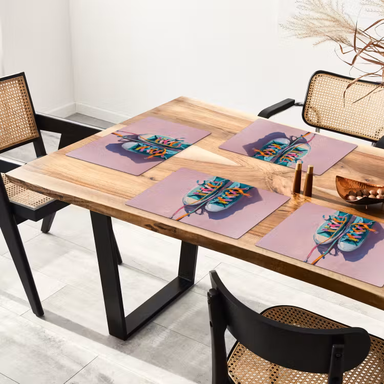 Sneakers - Veters - Kleurrijk - Schaduw Placemat vinyl groot -zzsfeer4_Kitchenyeah-website