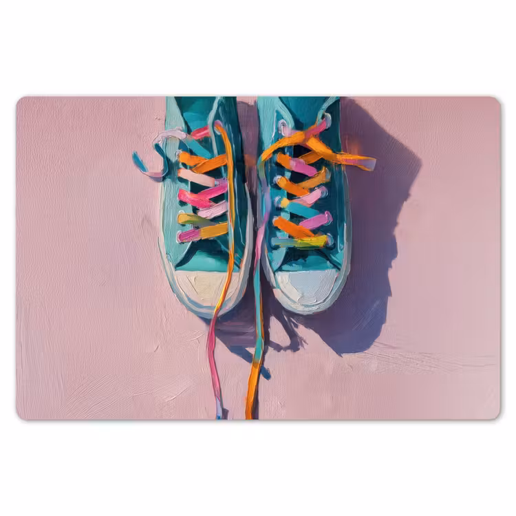 Sneakers - Veters - Kleurrijk - Schaduw Placemat vinyl groot -zzsfeer1_Kitchenyeah-website