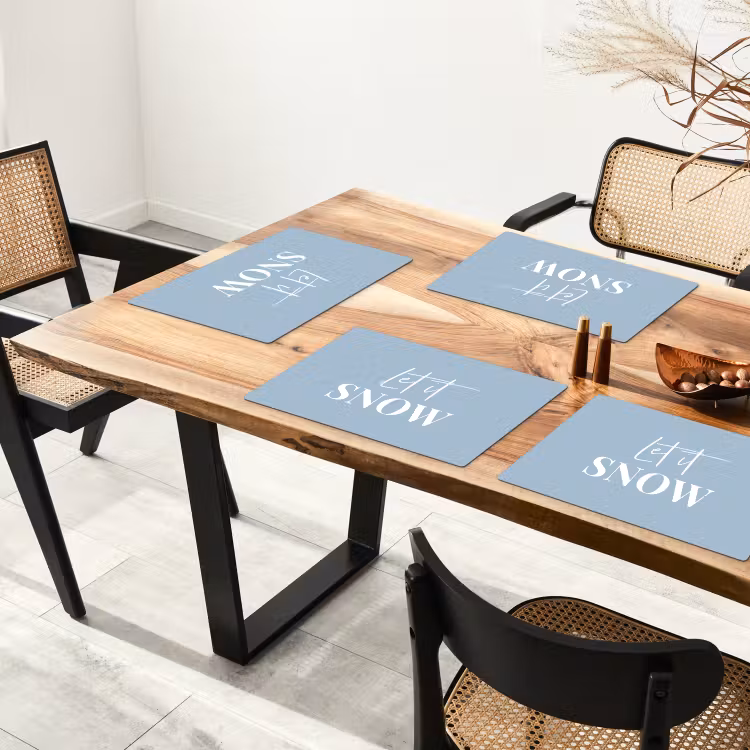 Sneeuw - Winter - Blauw - Let it snow Placemat vinyl groot -zzsfeer4_Kitchenyeah-website