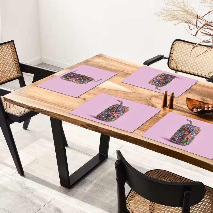 Frisdrankblikje - Bloemenpatroon - Edelstenen - Kleurrijk Placemat vinyl groot -zzsfeer4_Kitchenyeah-website