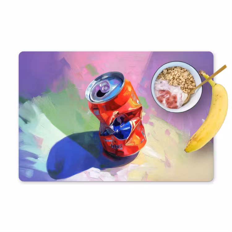 Frisdrank - Blik - Paars Placemat vinyl groot -zzzproduct_Kitchenyeah-website