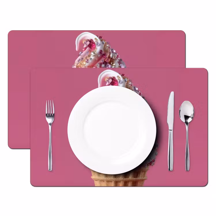 Softijs - Edelstenen - Roze - Hoorntje Placemat vinyl groot -zzsfeer2_Kitchenyeah-website