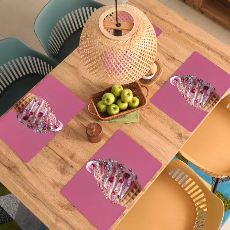 Softijs - Edelstenen - Roze - Hoorntje Placemat vinyl groot -zzsfeer5_Kitchenyeah-website