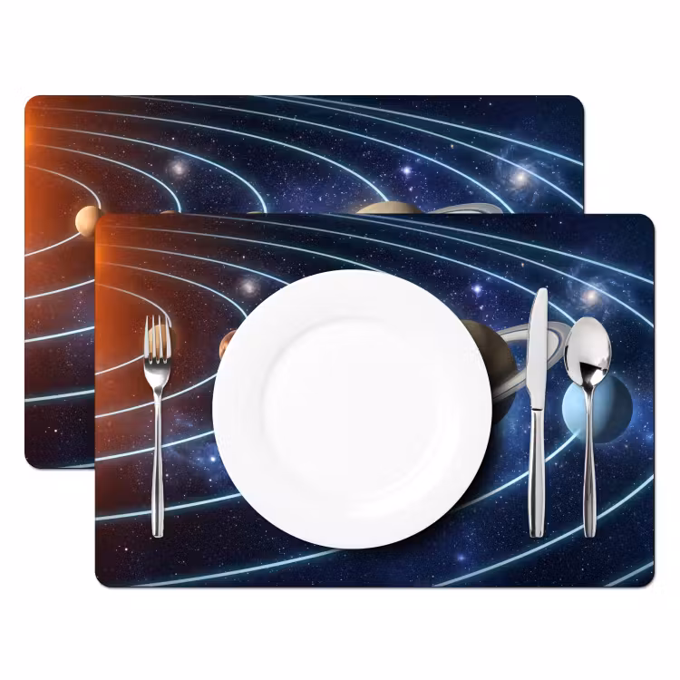 Ruimte - Zonnestelsel - Blauw Placemat vinyl groot -zzsfeer2_Kitchenyeah-website