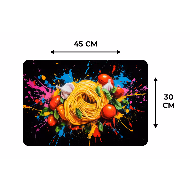 Spaghetti - Graffiti - Verf - Kleurrijk - Eten - Modern Placemat vinyl groot -specs