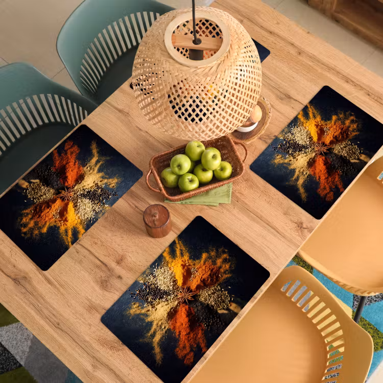 Specerijen - Explosie - Oranje Placemat vinyl groot -zzsfeer5_Kitchenyeah-website