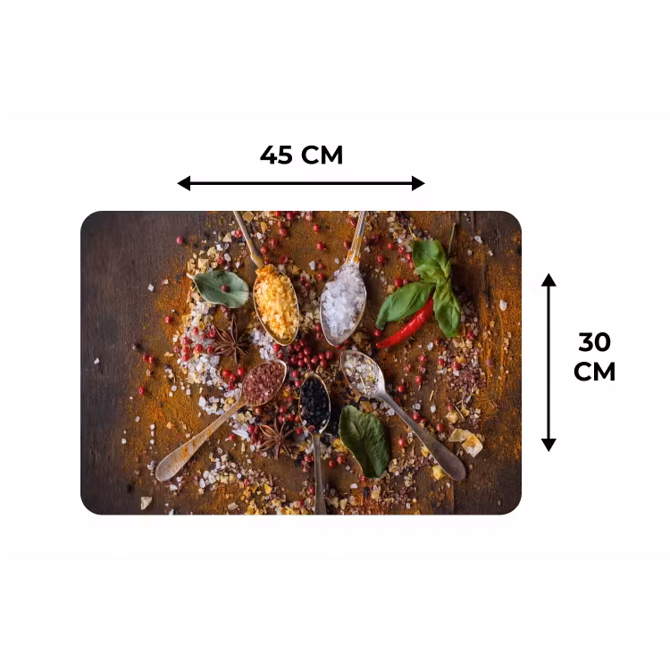 Specerijen - Kruiden - Lepels - Zout - Bruin - Keuken Placemat vinyl groot -specs