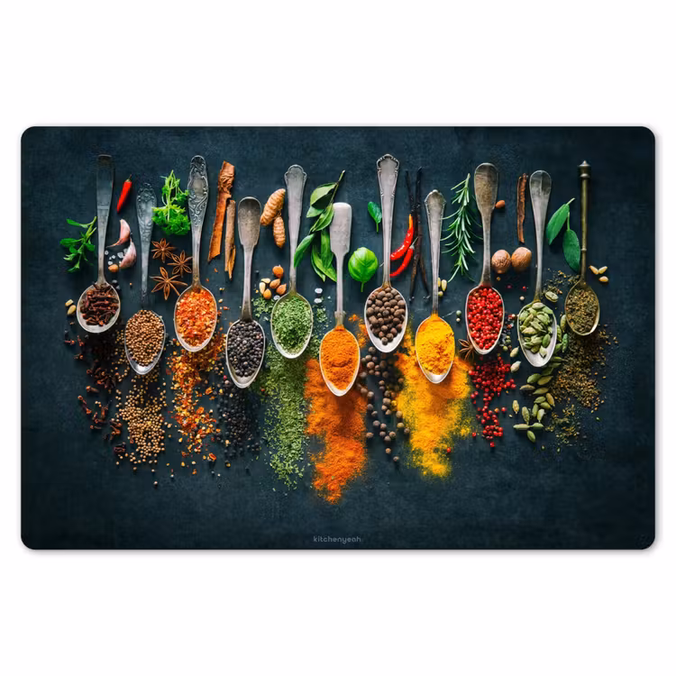 Kruiden - Lepels - Kleurrijk Placemat vinyl groot -zzsfeer1_Kitchenyeah-website