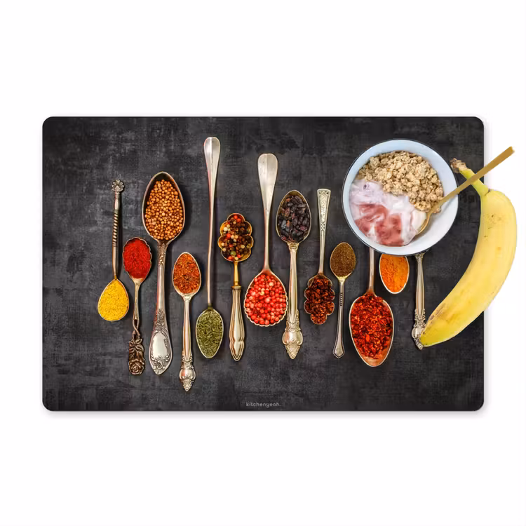 Kruiden - Lepels - Beton Placemat vinyl groot -zzzproduct_Kitchenyeah-website
