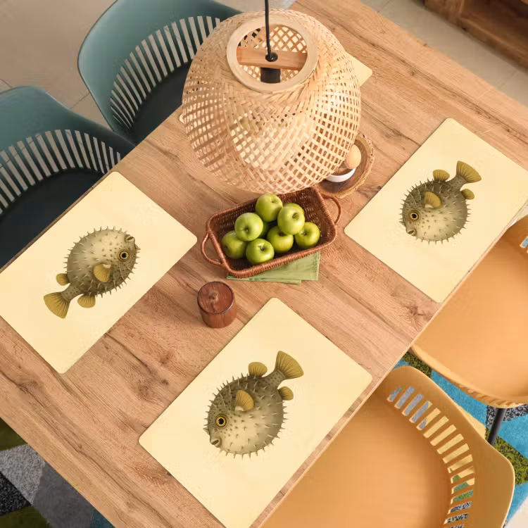 Stekels - Vis - Opgeblazen - Bruin Placemat vinyl groot -zzsfeer5_Kitchenyeah-website