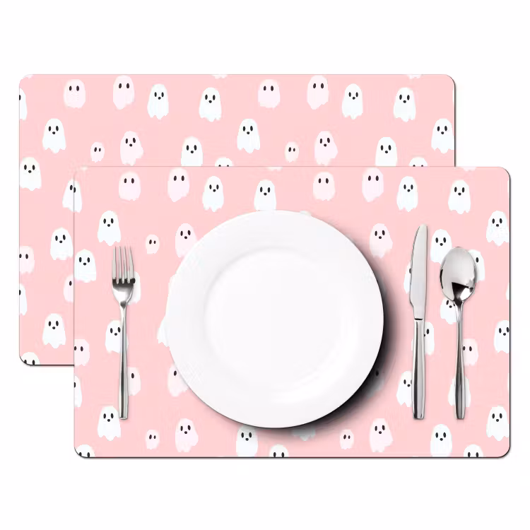 Spookjes - Patroon - Roze Placemat vinyl groot 368 -zzsfeer2_Kitchenyeah-website