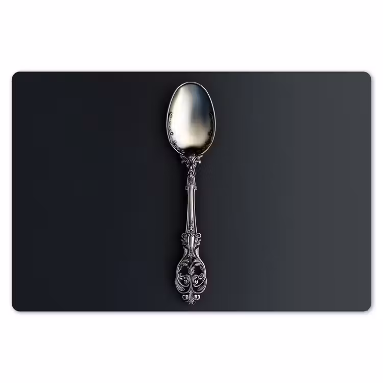 Lepel - Zilver - Metaal Placemat vinyl groot -zzsfeer1_Kitchenyeah-website