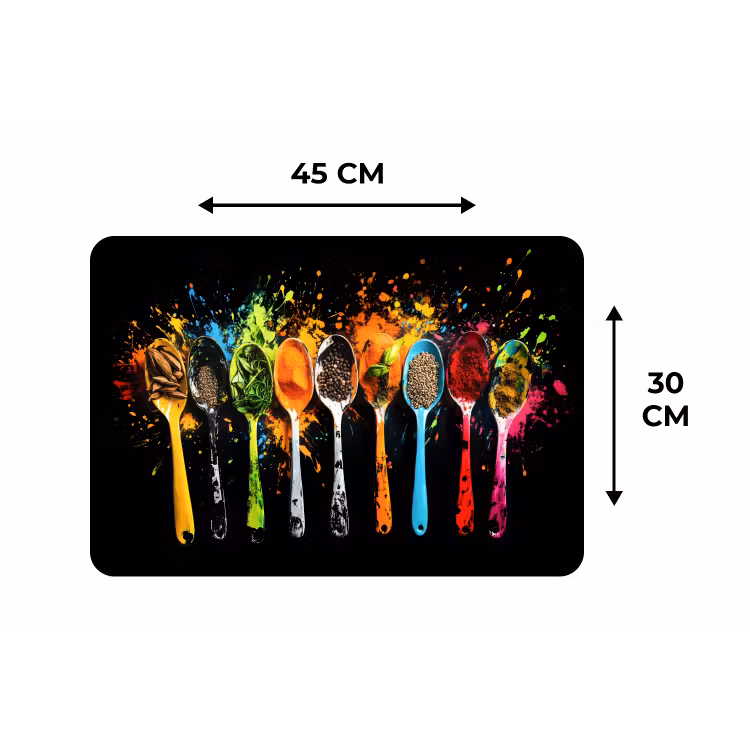 Lepels - Kruiden - Modern - Graffiti - Verf - Kleurrijk Placemat vinyl groot -specs