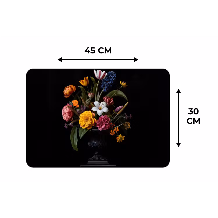 Lente - Bloemen - Klassiek - Vaas Placemat vinyl groot -specs