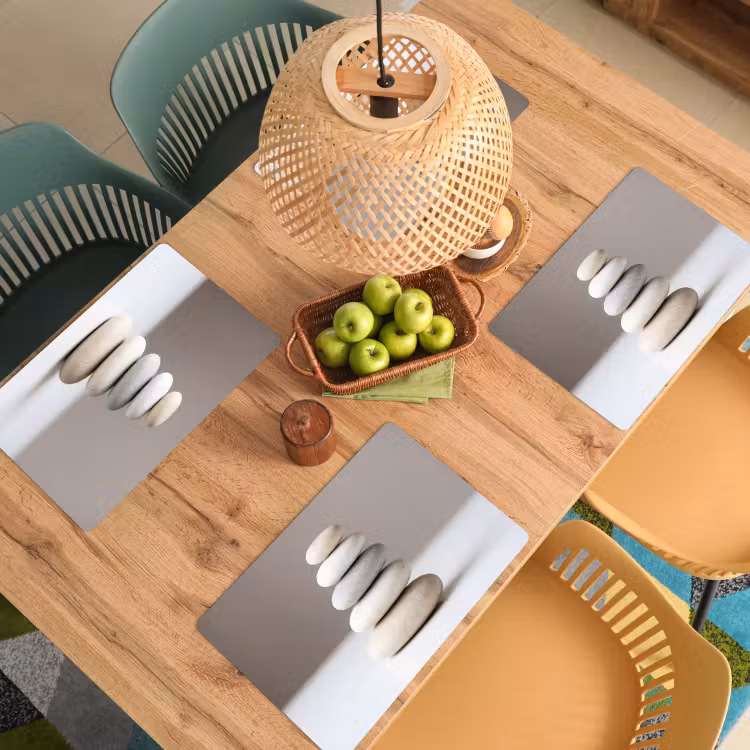 Gestapelde - Stenen - Grijs Placemat vinyl groot -zzsfeer5_Kitchenyeah-website