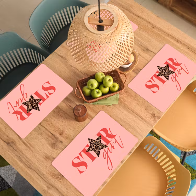 Star girl - Roze - Panter - Ster Placemat vinyl groot -zzsfeer5_Kitchenyeah-website