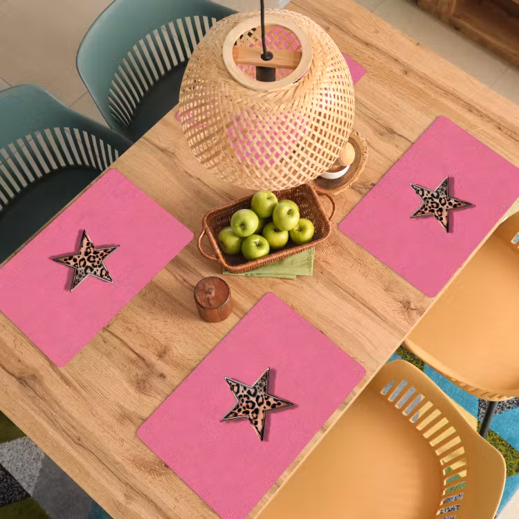Ster - Luipaard - Print - Roze Placemat vinyl groot -zzsfeer5_Kitchenyeah-website