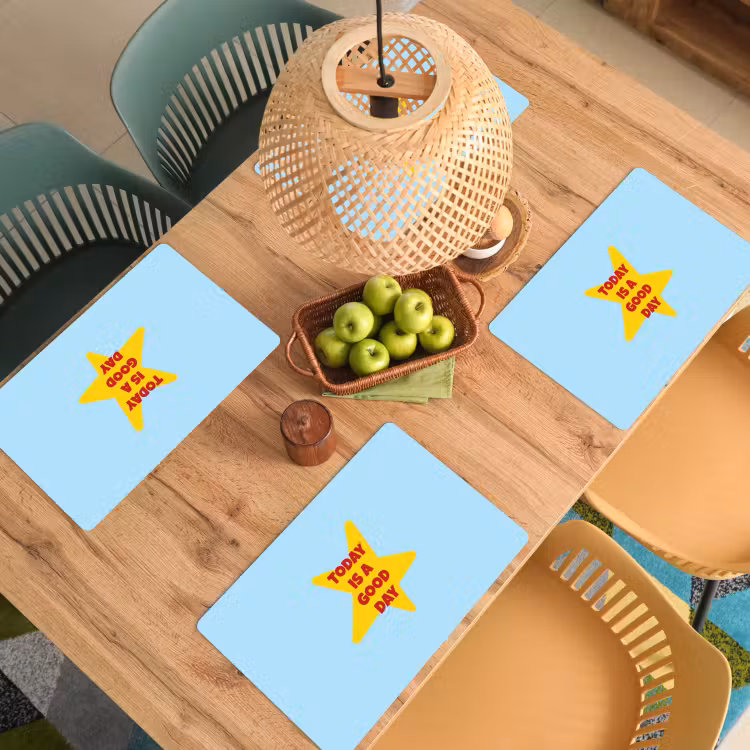 Ster - Today is a good day - Blauw Placemat vinyl groot -zzsfeer5_Kitchenyeah-website
