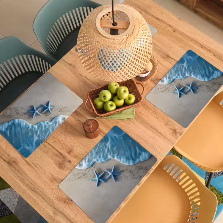 Zeesterren - Zand - Zee - Blauw Placemat vinyl groot -zzsfeer5_Kitchenyeah-website