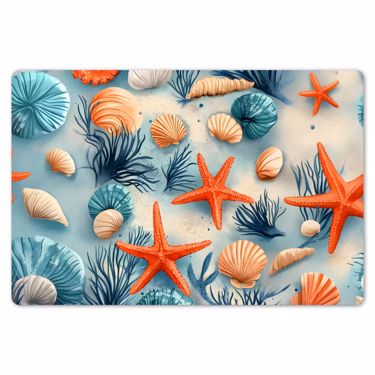 Zeesterren - Schelpen - Illustratie - Zand Placemat vinyl groot -zzsfeer1_Kitchenyeah-website