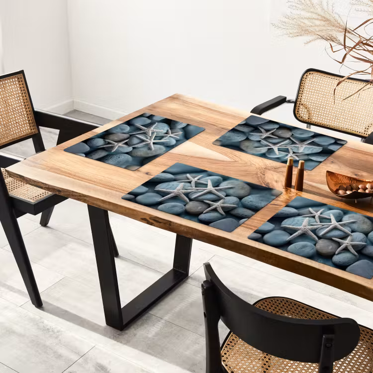 Zeesterren - Stenen - Wit Placemat vinyl groot -zzsfeer4_Kitchenyeah-website