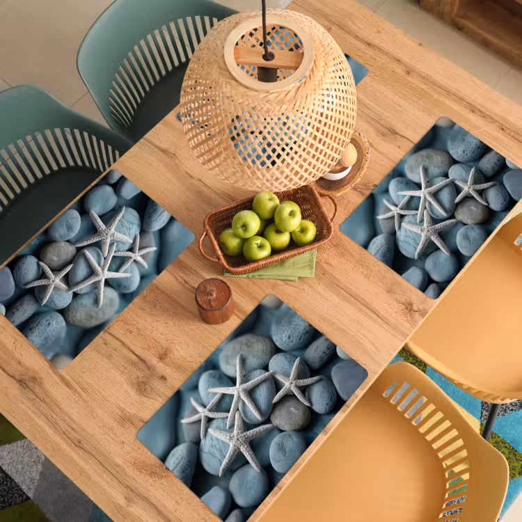 Zeesterren - Stenen - Wit Placemat vinyl groot -zzsfeer5_Kitchenyeah-website