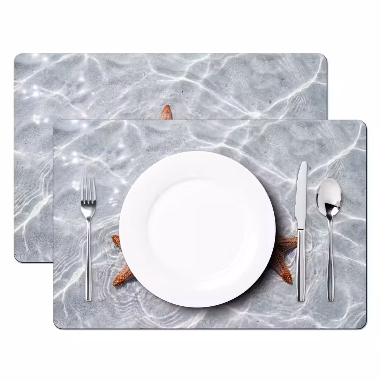 Zeesterren - Water - Helder Placemat vinyl groot -zzsfeer2_Kitchenyeah-website