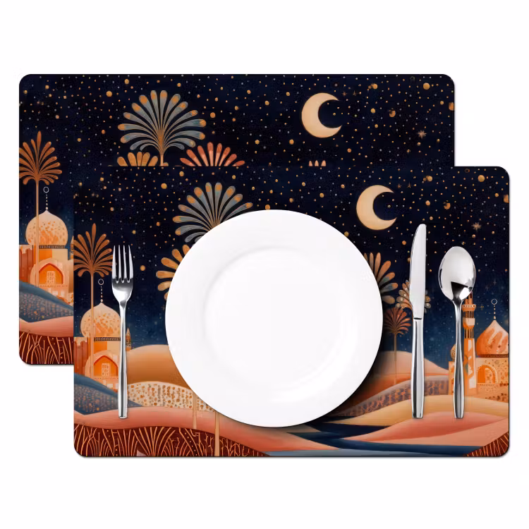 Sterrenhemel - Palmen - Rivier Placemat vinyl groot -zzsfeer2_Kitchenyeah-website