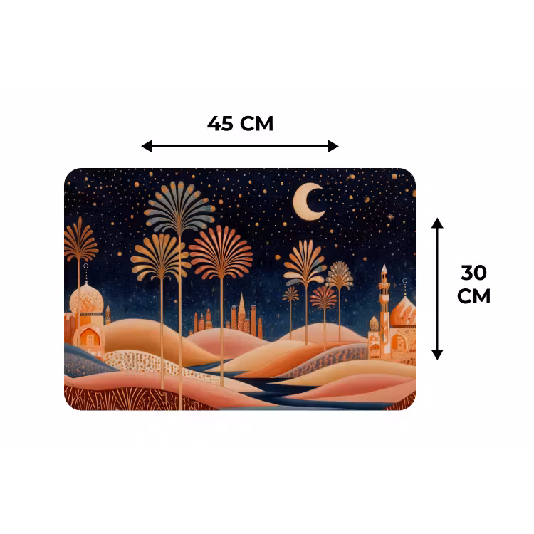 Sterrenhemel - Palmen - Rivier Placemat vinyl groot -specs
