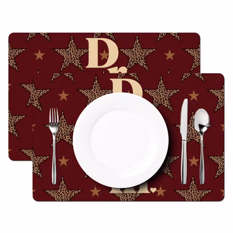 Sterren - Luipaardprint - Dream - Bordeaux Placemat vinyl groot -zzsfeer2_Kitchenyeah-website