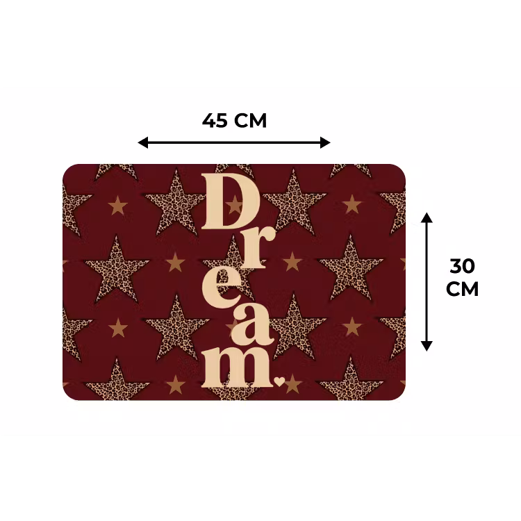 Sterren - Luipaardprint - Dream - Bordeaux Placemat vinyl groot -specs