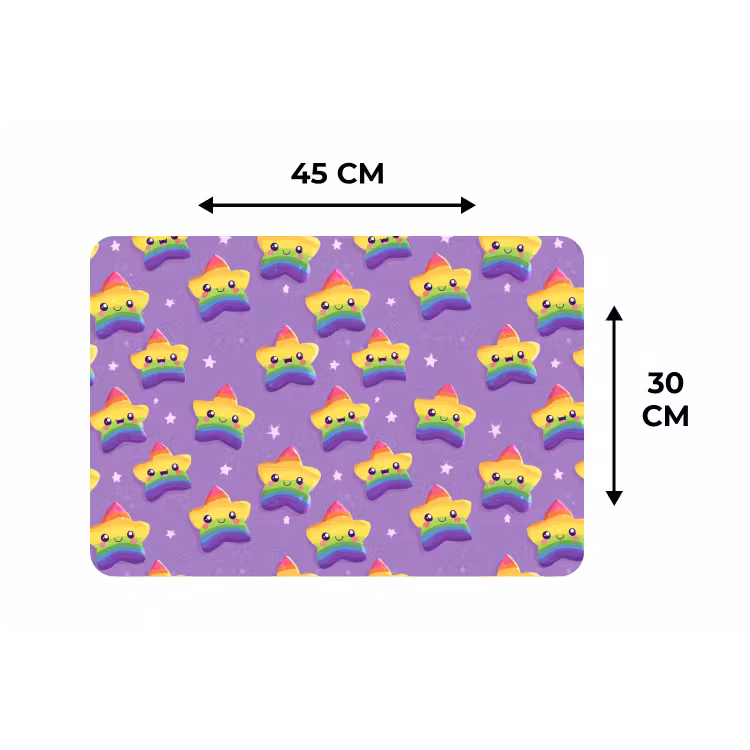 Sterren - Regenboog - Paars Placemat vinyl groot 368 -specs