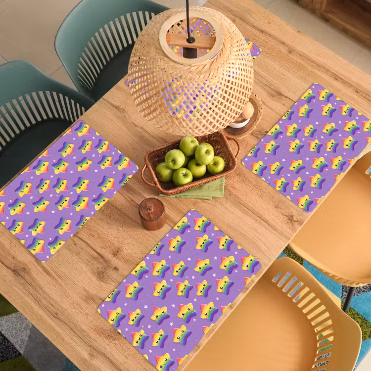 Sterren - Regenboog - Paars Placemat vinyl groot 368 -zzsfeer5_Kitchenyeah-website