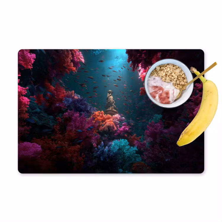 Standbeeld - Zeebodem - Koraal - Kleurrijk Placemat vinyl groot -zzzproduct_Kitchenyeah-website